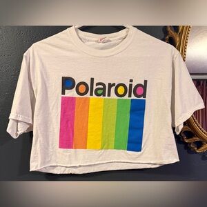 Y2K Fruit of the Loom Polaroid print cotton crop tee
